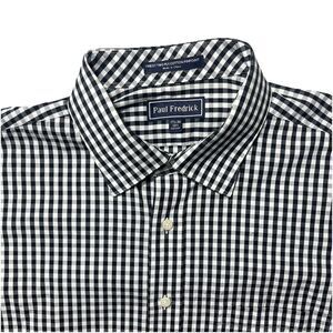 Paul Frederick Ginham Plaid Button Down Shirt Size 17 1/2 - 36 Cotton Office